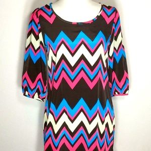 Bright Colored Fully Lined Chevron Dress